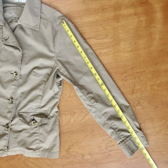 Cabi Double Breasted Utility Jacket Womens L Khaki Lightweight Pea Coat Military - Picture 8 of 9